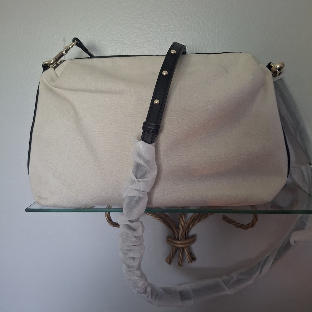 Canvas and Leather Crossbody Bag